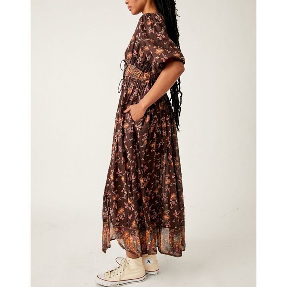 🎉LAST CHANCE🎉 FREE PEOPLE Lysette Maxi Dress / Chocolate Combo - Picture 2 of 10